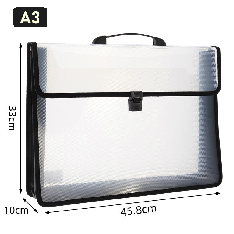 Document Organizer Folder - Portable Transparent Plastic Bag A3 Art