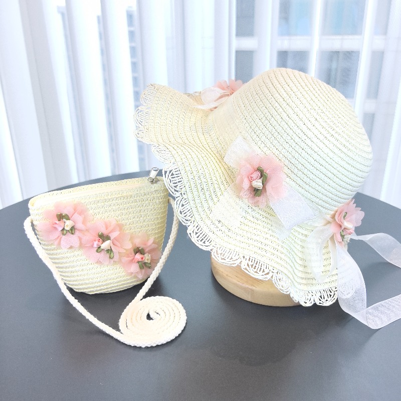 Travel Accessories For 4 Year Old - Girls 2pcs Straw Hat Solid Color