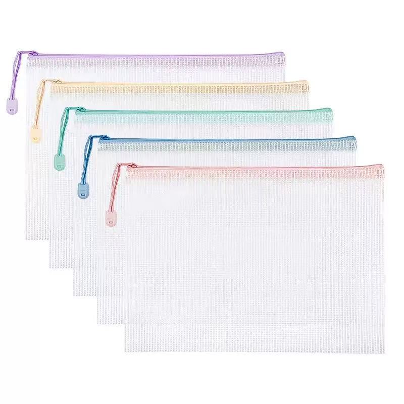 6Pcs A4 Mesh Zipper Pouch Docu - Document Organizer Folder ulasan dan harga