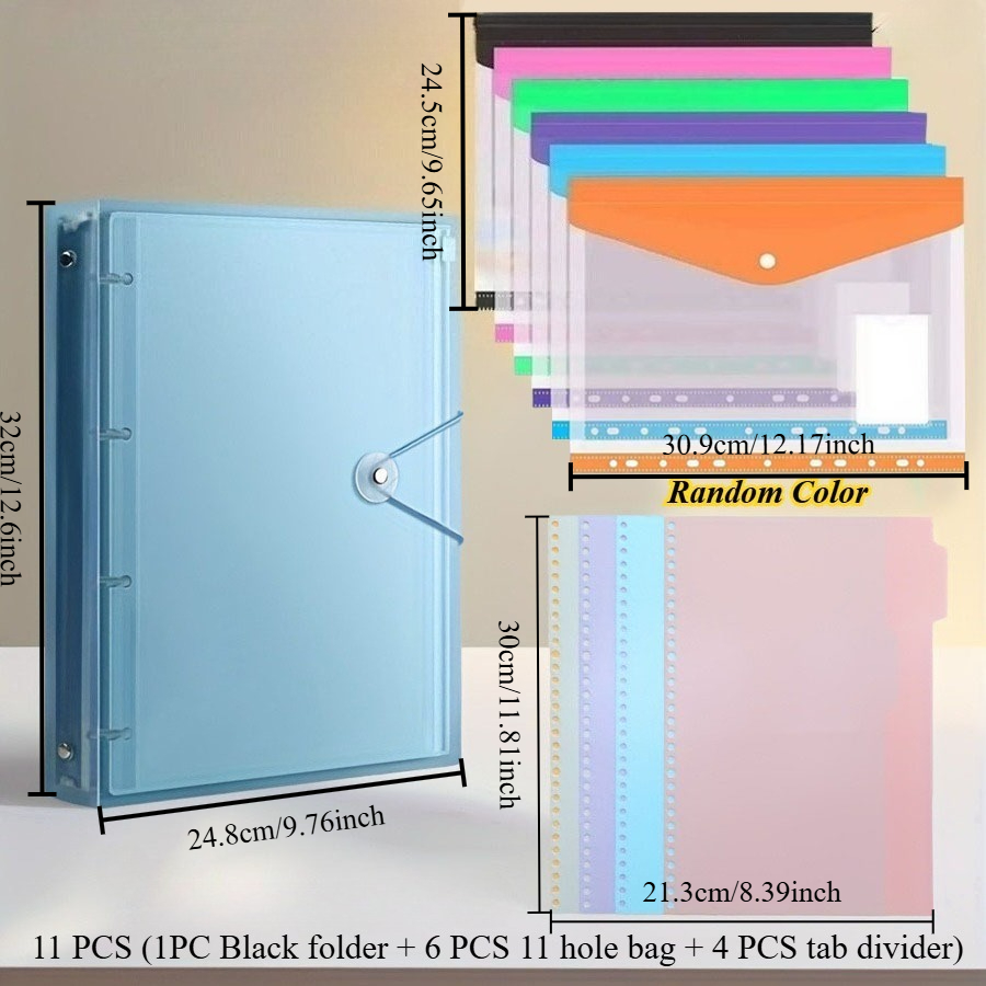 11Pcs A4 Loose Leaf Folder Set - Document Organizer Folder ulasan dan harga