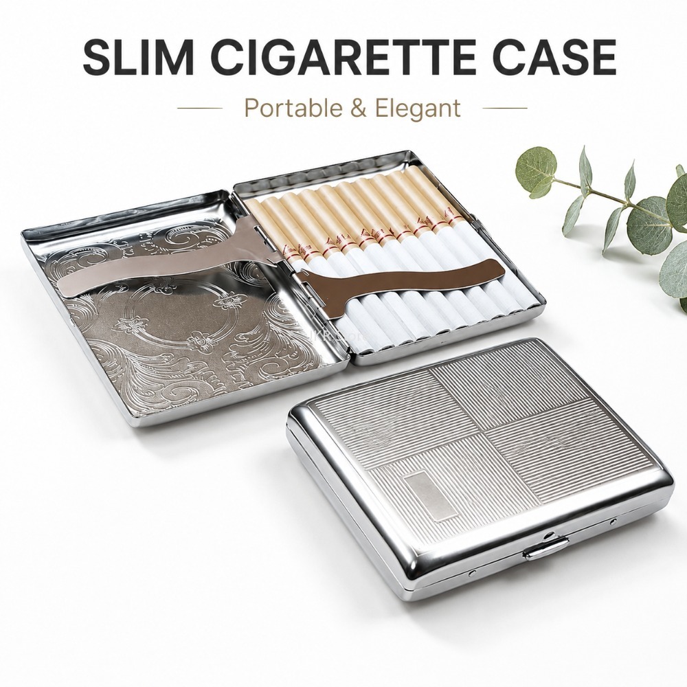Stainless Steel Cigarette Box  - Travel Accessories Holder ulasan dan harga