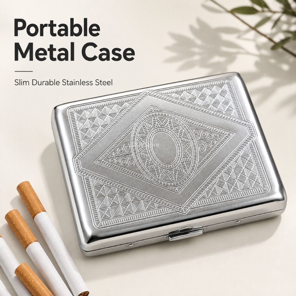 Stainless Steel Cigarette Box  - Travel Accessories Holder ulasan dan harga