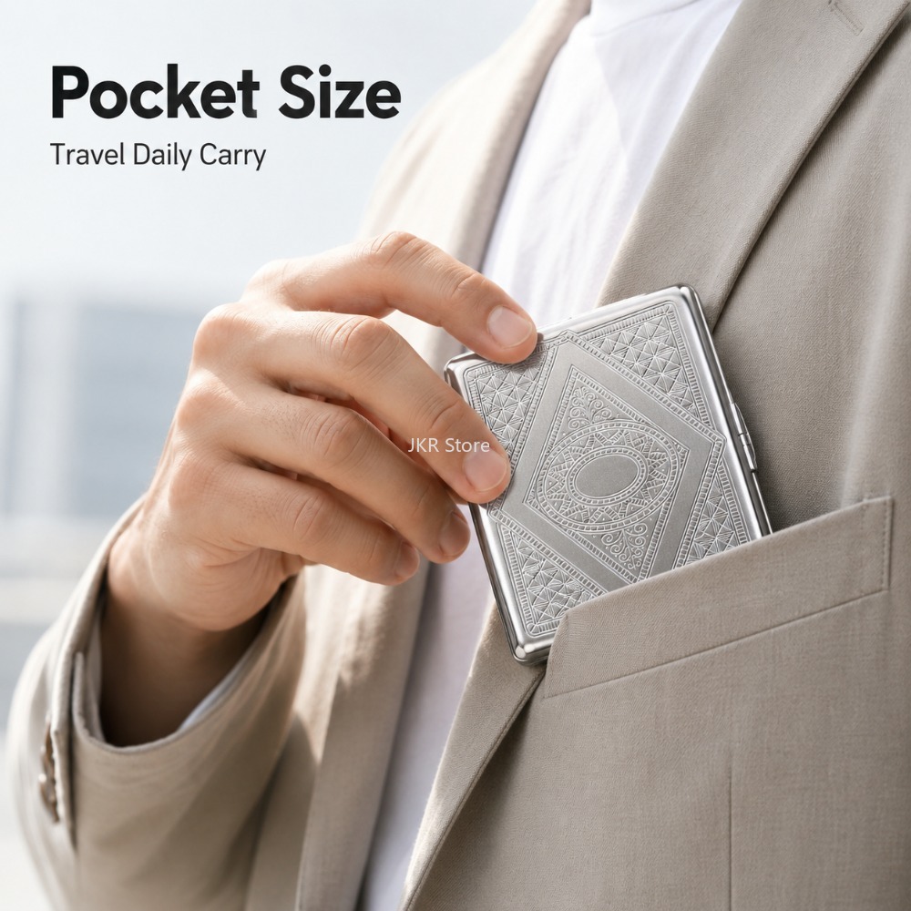 Stainless Steel Cigarette Box  - Travel Accessories Holder ulasan dan harga