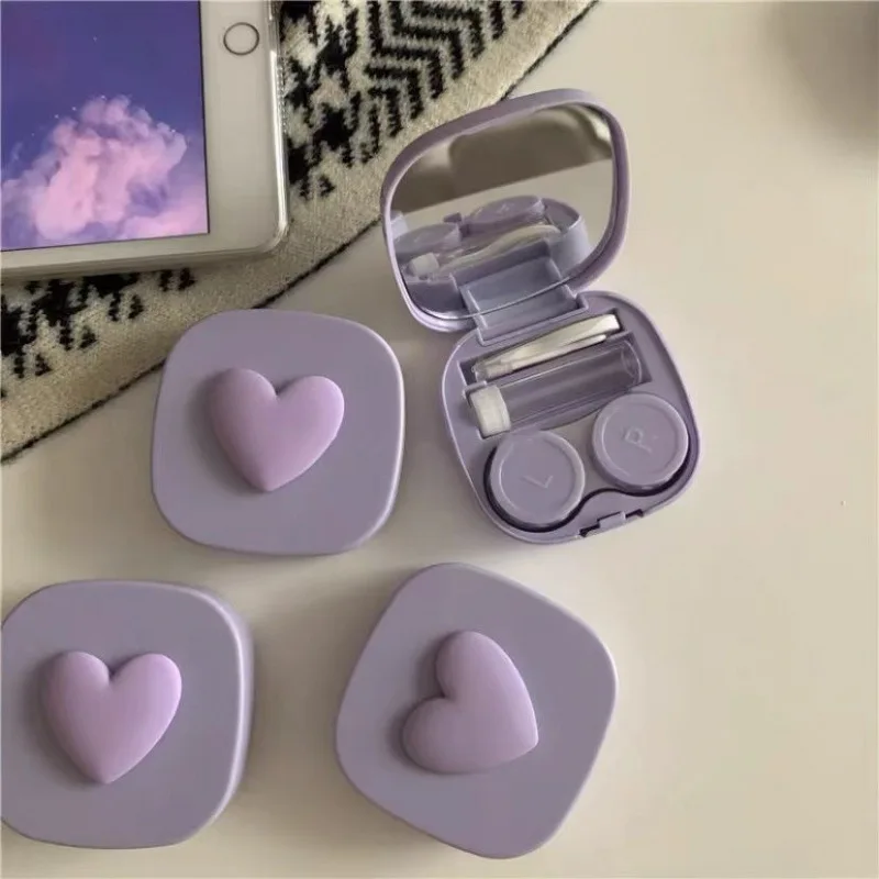 Purple Heart Contact Lens Case - Travel Accessories Kit For Women ulasan dan harga