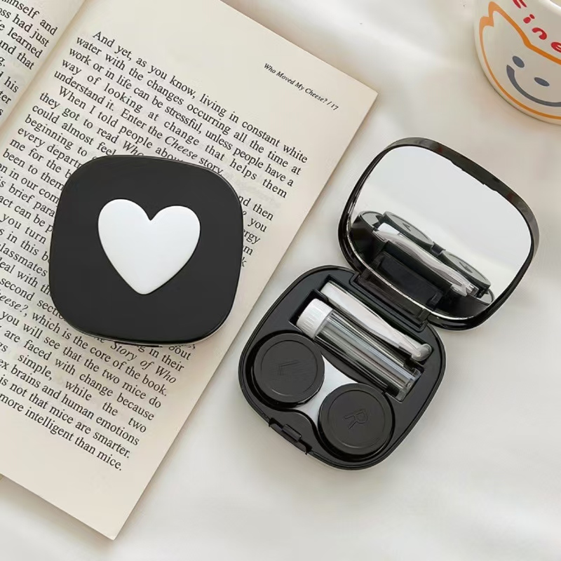 Heart Contact Lens Case with M - Travel Accessories Kit For Women ulasan dan harga