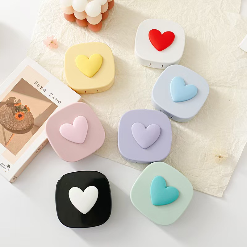 Heart Contact Lens Case with M - Travel Accessories Kit For Women ulasan dan harga