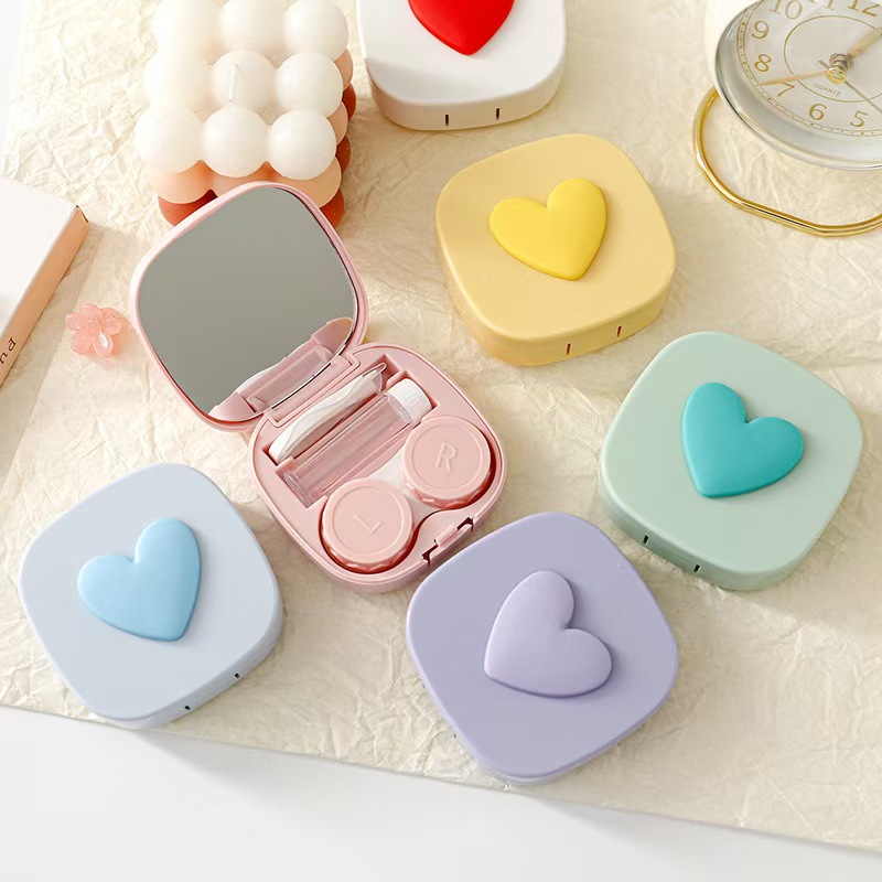 Heart Contact Lens Case with M - Travel Accessories Kit For Women ulasan dan harga