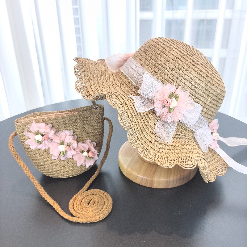 Girls 2pcs Straw Hat Solid Col - Travel Accessories For 4 Year Old ulasan dan harga